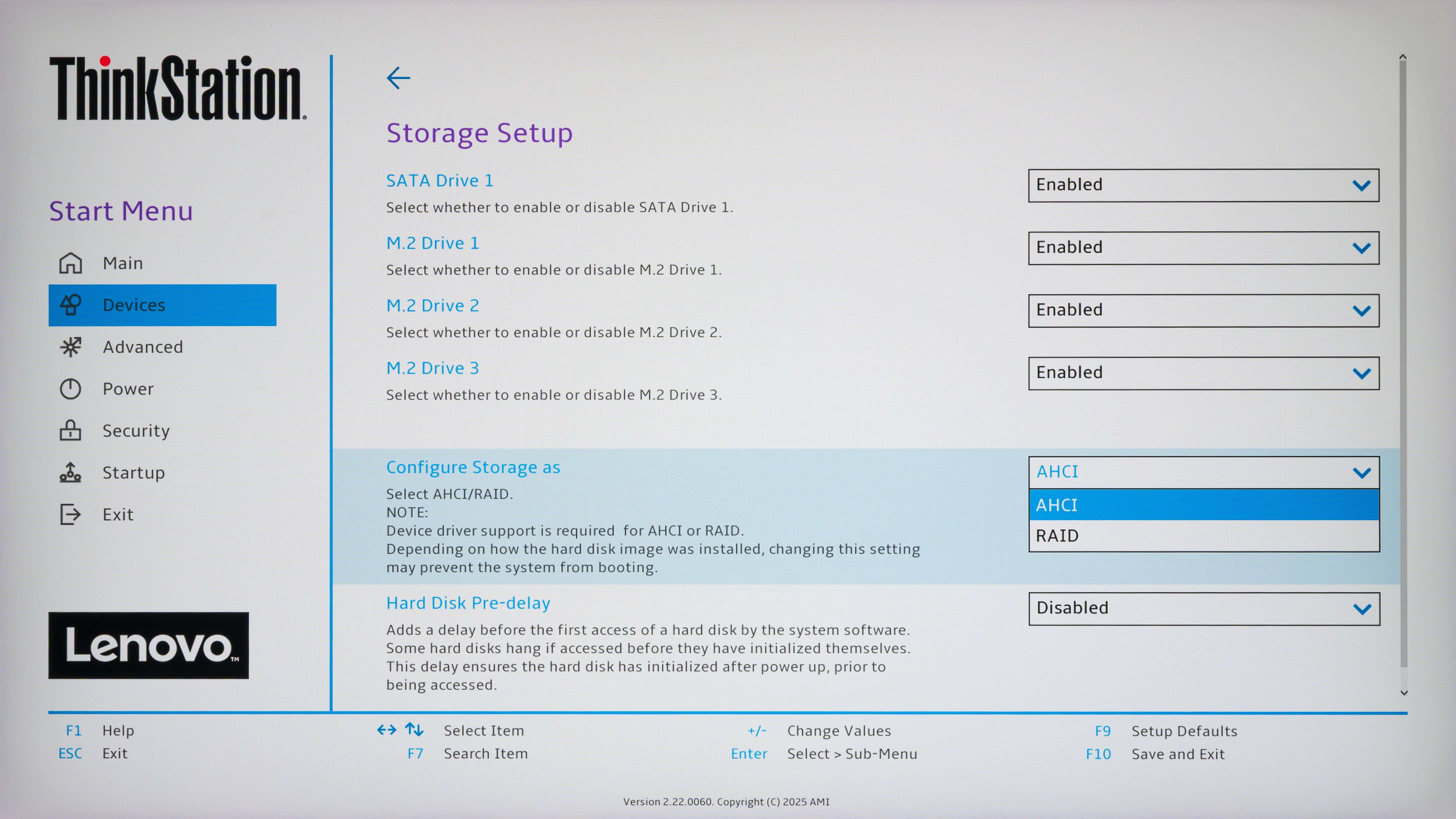 Storage Setup子菜单 Storage Setup子菜单
