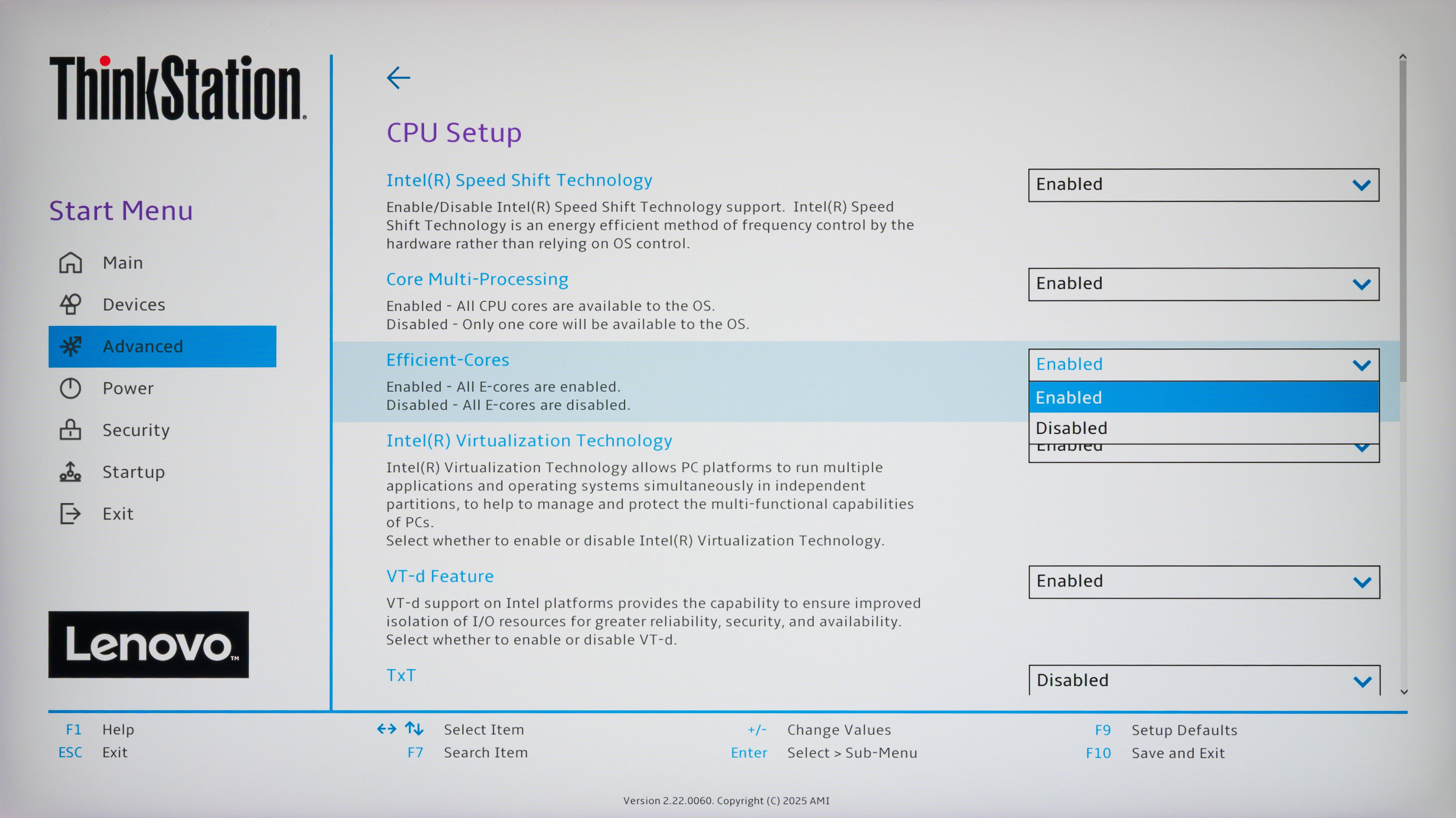 CPU Setup子菜单1 CPU Setup子菜单1