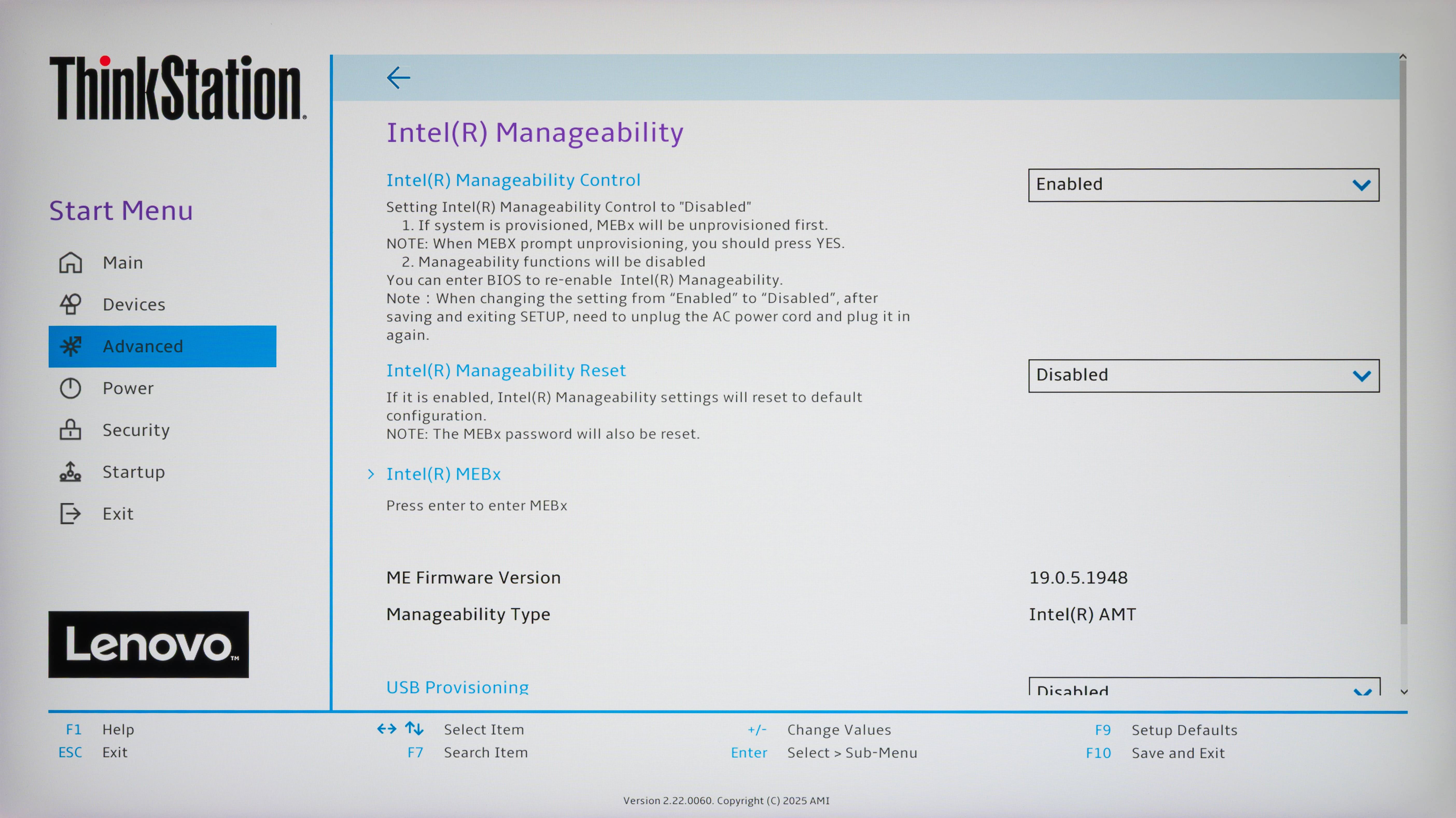 Intel Manageability子菜单 Intel Manageability子菜单